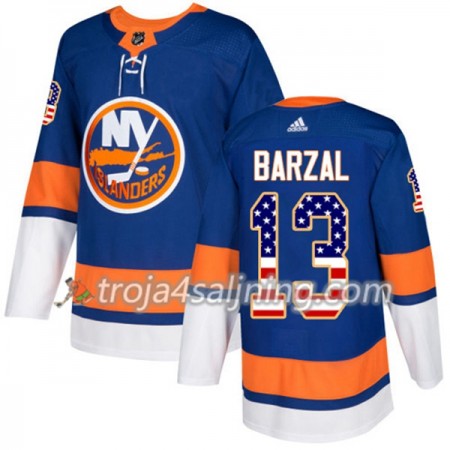 New York Islanders tröja Mathew Barzal 13 Adidas 2017-2018 Blå USA Flag Fashion Authentic - NHL Tröjor Herr
